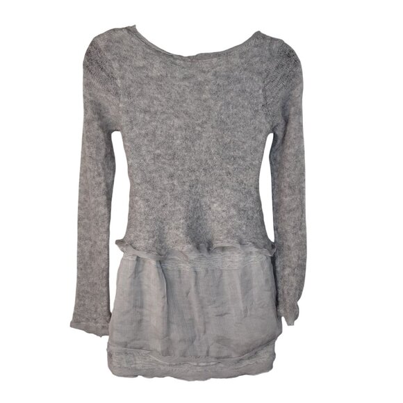 Anthropologie Long Sleeve Gray Wool Alpaca Nylon Blend Tunic Sweater L - Picture 2 of 11